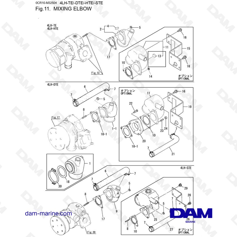Spare parts and exploded views for Yanmar 4LH-DTE Spare parts and exploded views for Yanmar 4LH-DTE